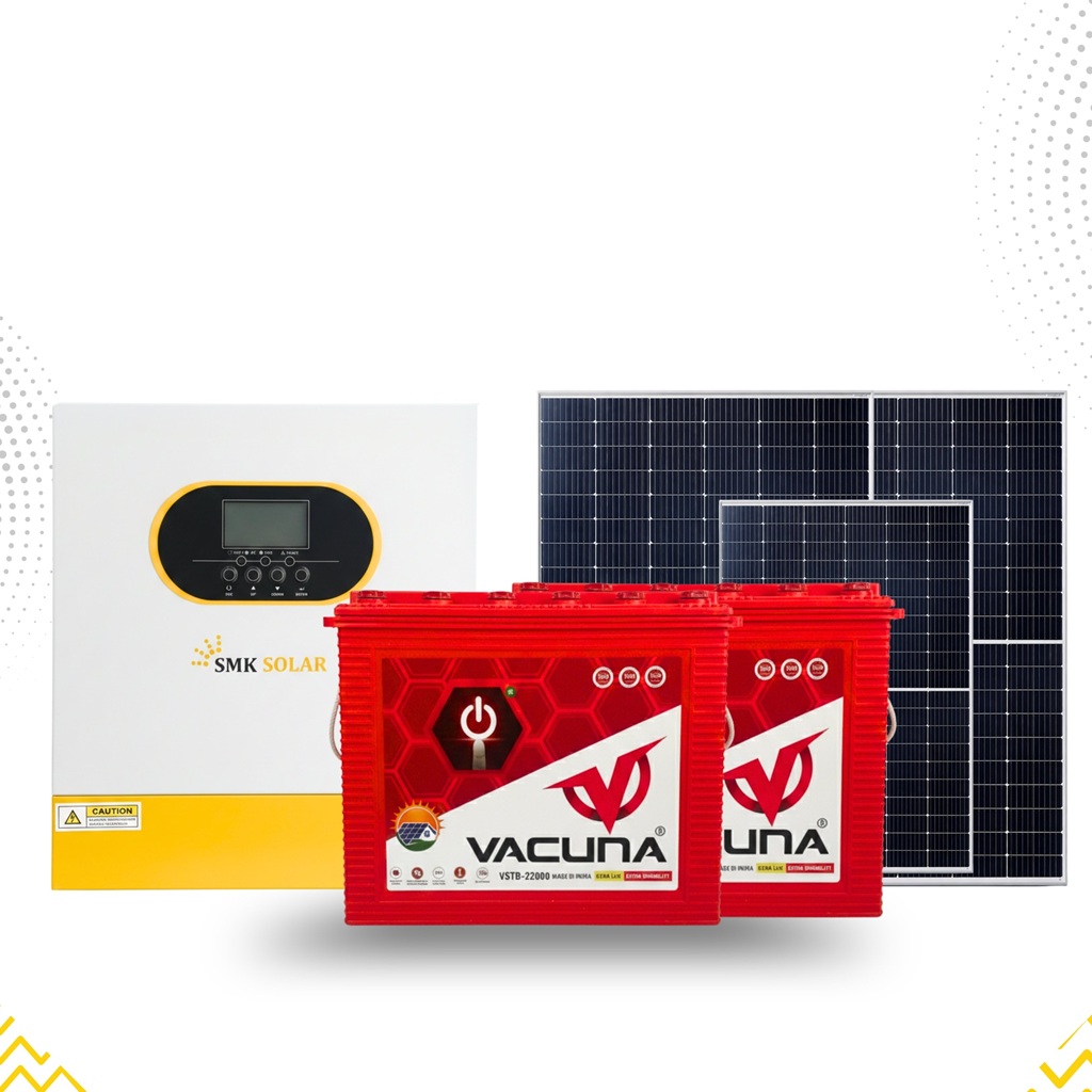 3.5KVA Hybrid Solar Inverter System with 2x 12V 220Ah Tubular Batteries & Solar panel