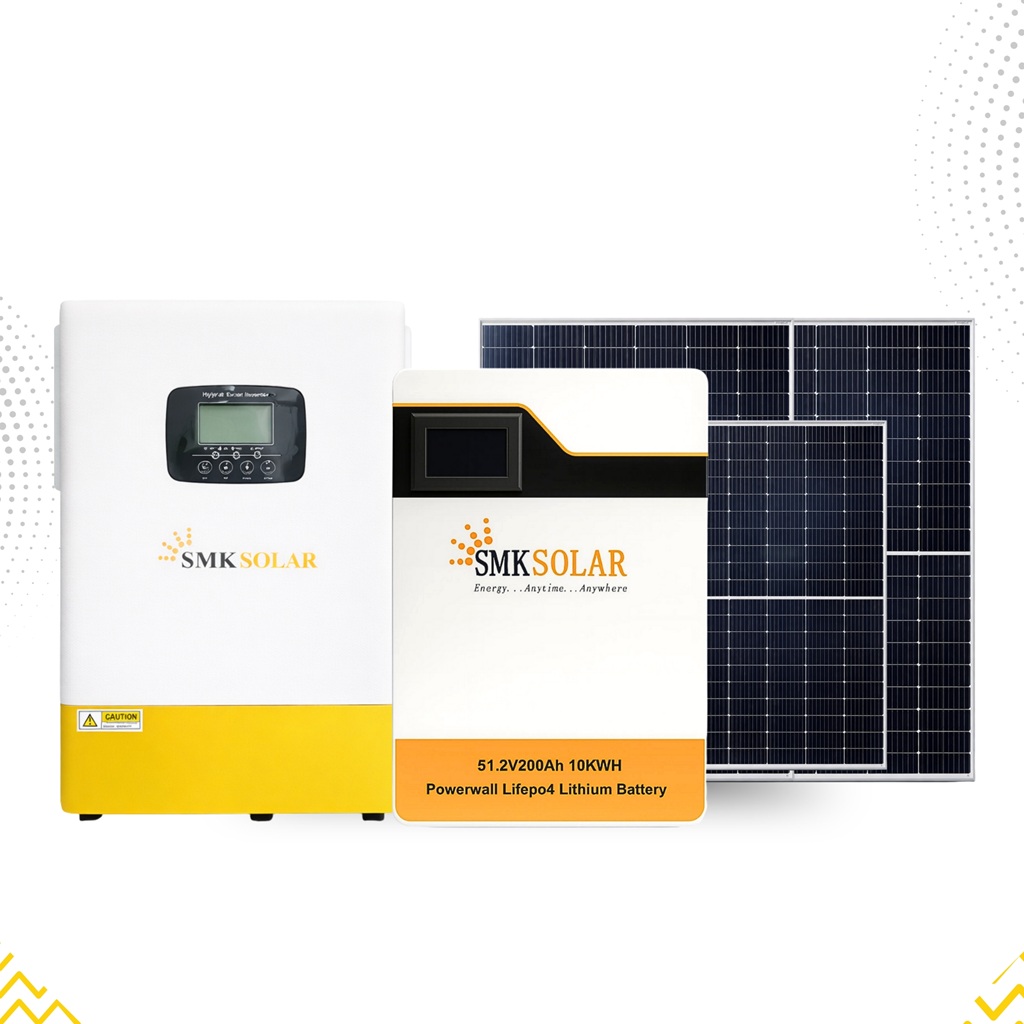 5.5KVA Hybrid Solar Inverter System with 10kWh 48V Lithium Battery & Solar panel