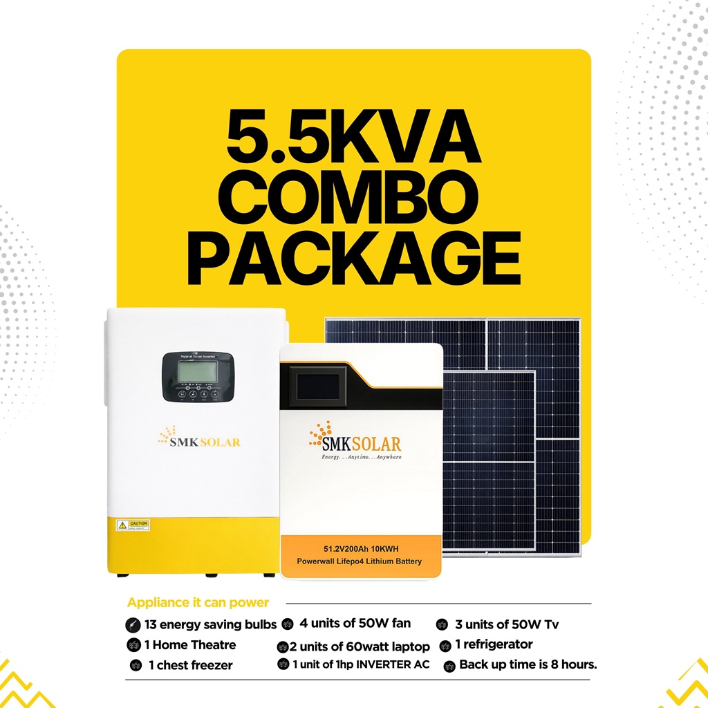 5.5KVA Hybrid Solar Inverter System with 10kWh 48V Lithium Battery