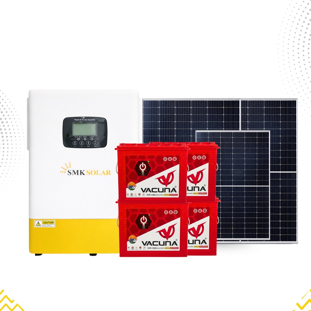 5.5KVA Hybrid Solar Inverter System with 4x 12V 220Ah Tubular Batteries & Solar panel