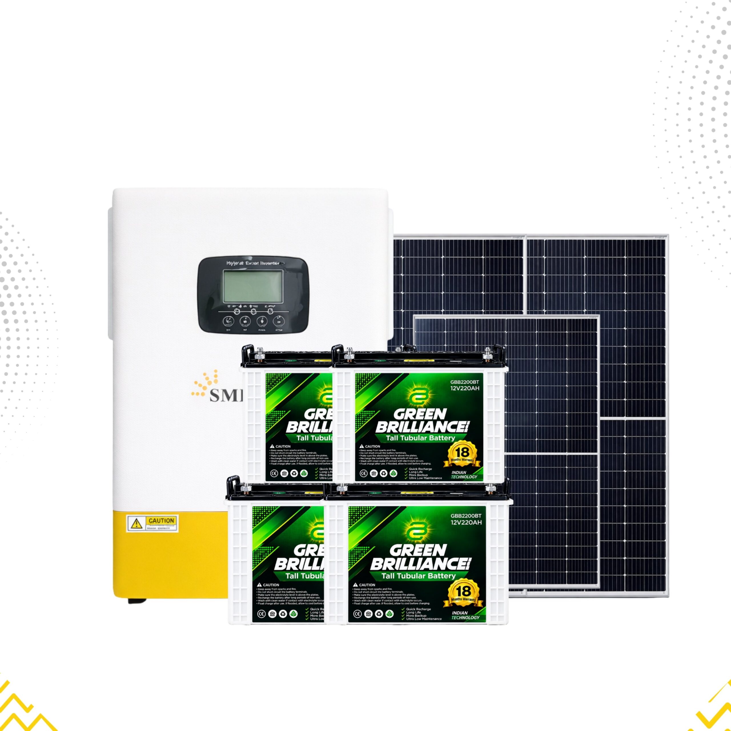 5.5kVA Solar Inverter, 12V 220AH Tubular Battery & Solar Panel Package