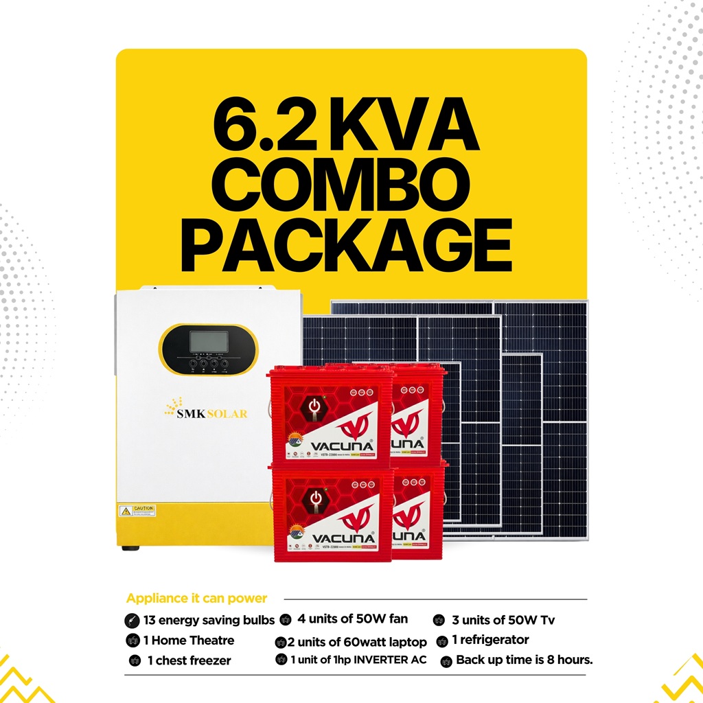 6.2KVA Hybrid Solar Inverter System with 4x 12V 220Ah Tubular Batteries