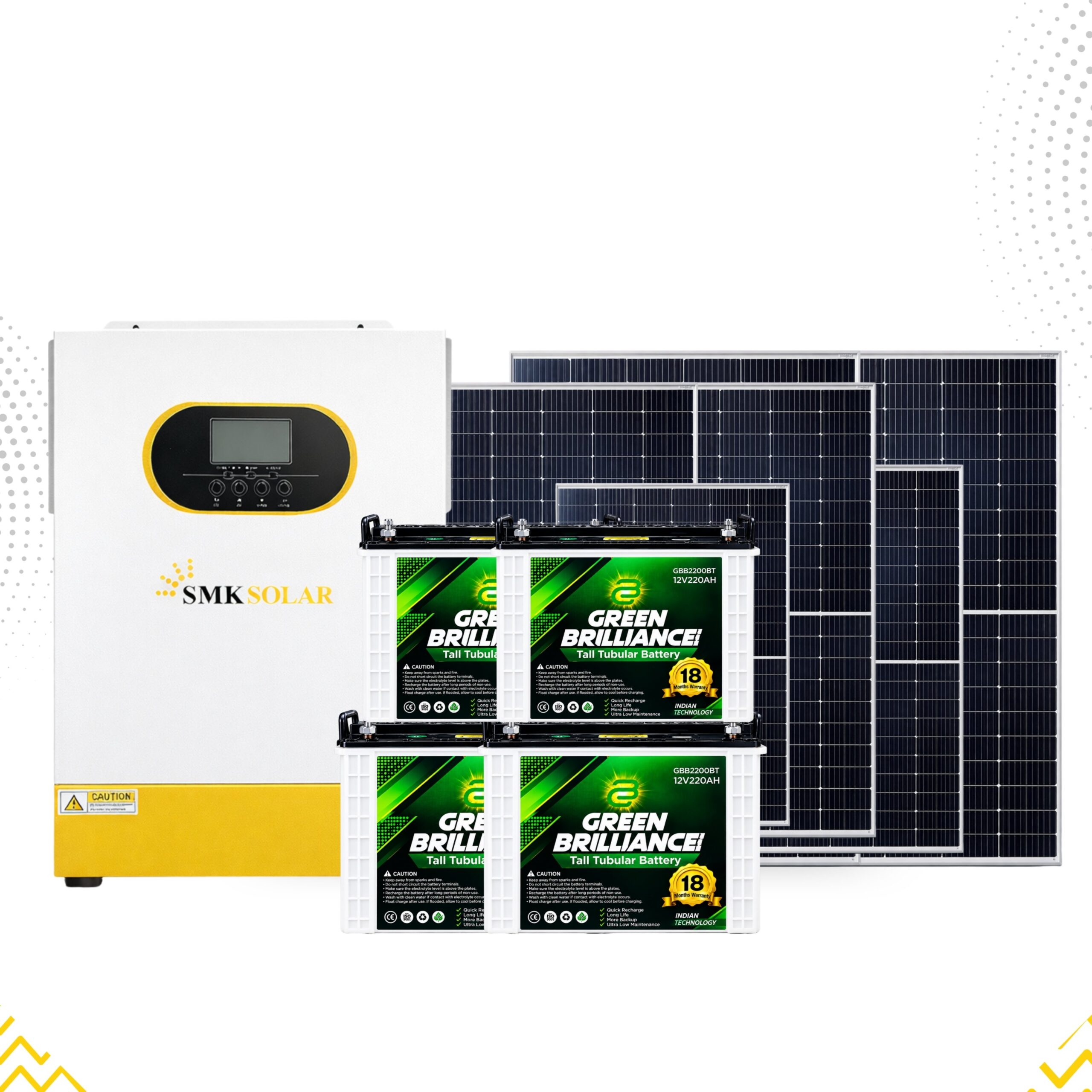 6.2kVA Solar Inverter, 12V 220AH Tubular Battery & Solar Panel Package