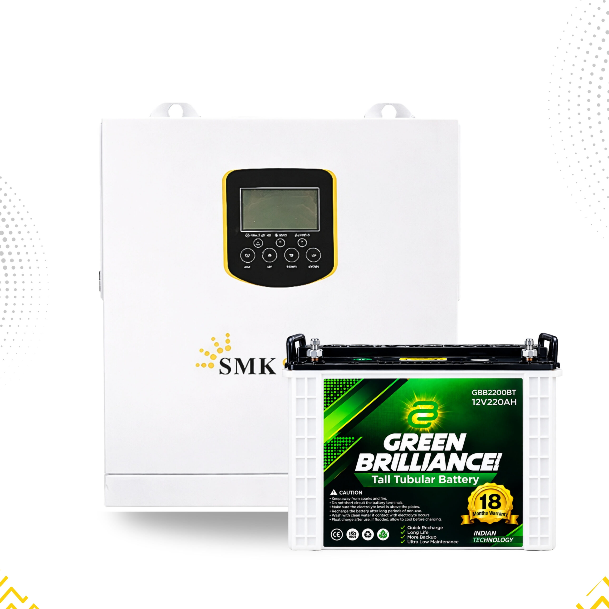 1.5KVA Solar Inverter & 12V 220AH Tubular Battery Package