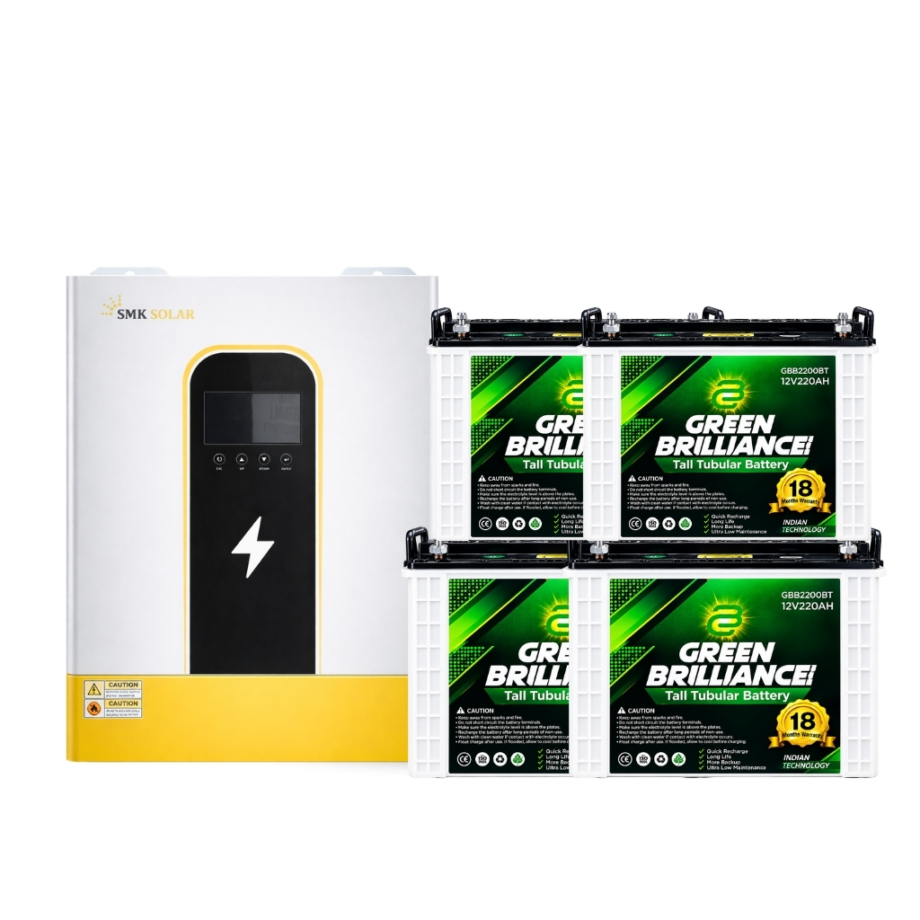 11KVA Solar Inverter & 4×12V 220AH Tubular Battery Package