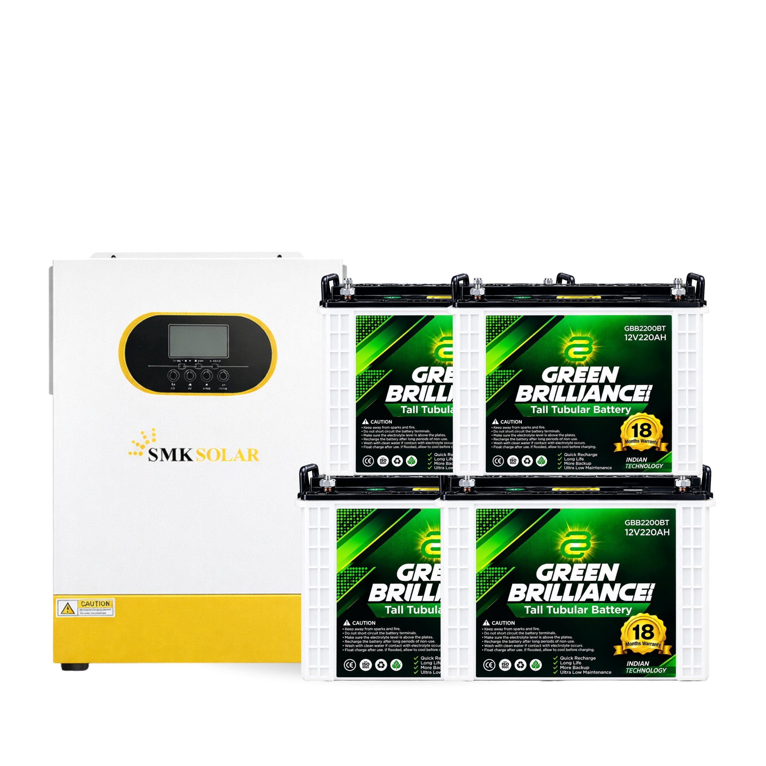 3.5KVA Solar Inverter & 2×12V 220AH Tubular Battery Package