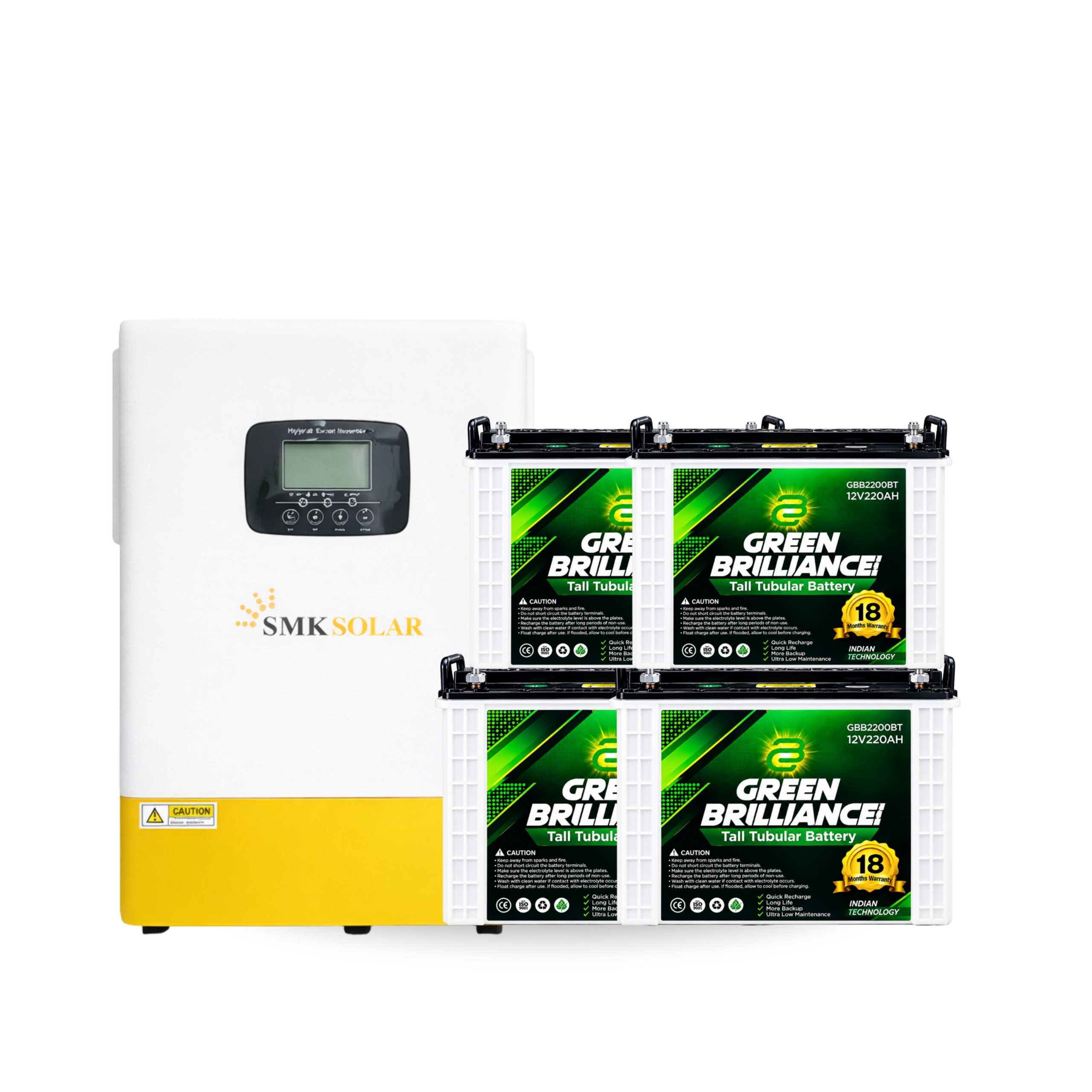 5.5KVA Solar Inverter & 4×12V 220AH Tubular Battery Package