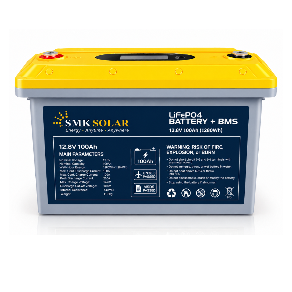 12.8V 100AH 1280WH LiFePO4 Lithium (2 years warranty)