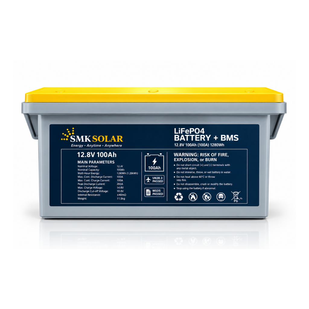12.8V 100AH 1280WH LiFePO4 Lithium